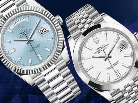 rolex datejust vs day date|rolex day date chart.